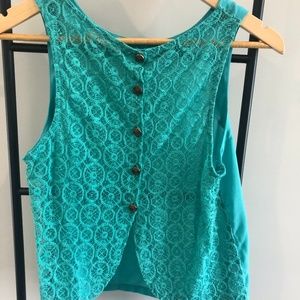 Lush Brand Lace Back Blouse with Buttons